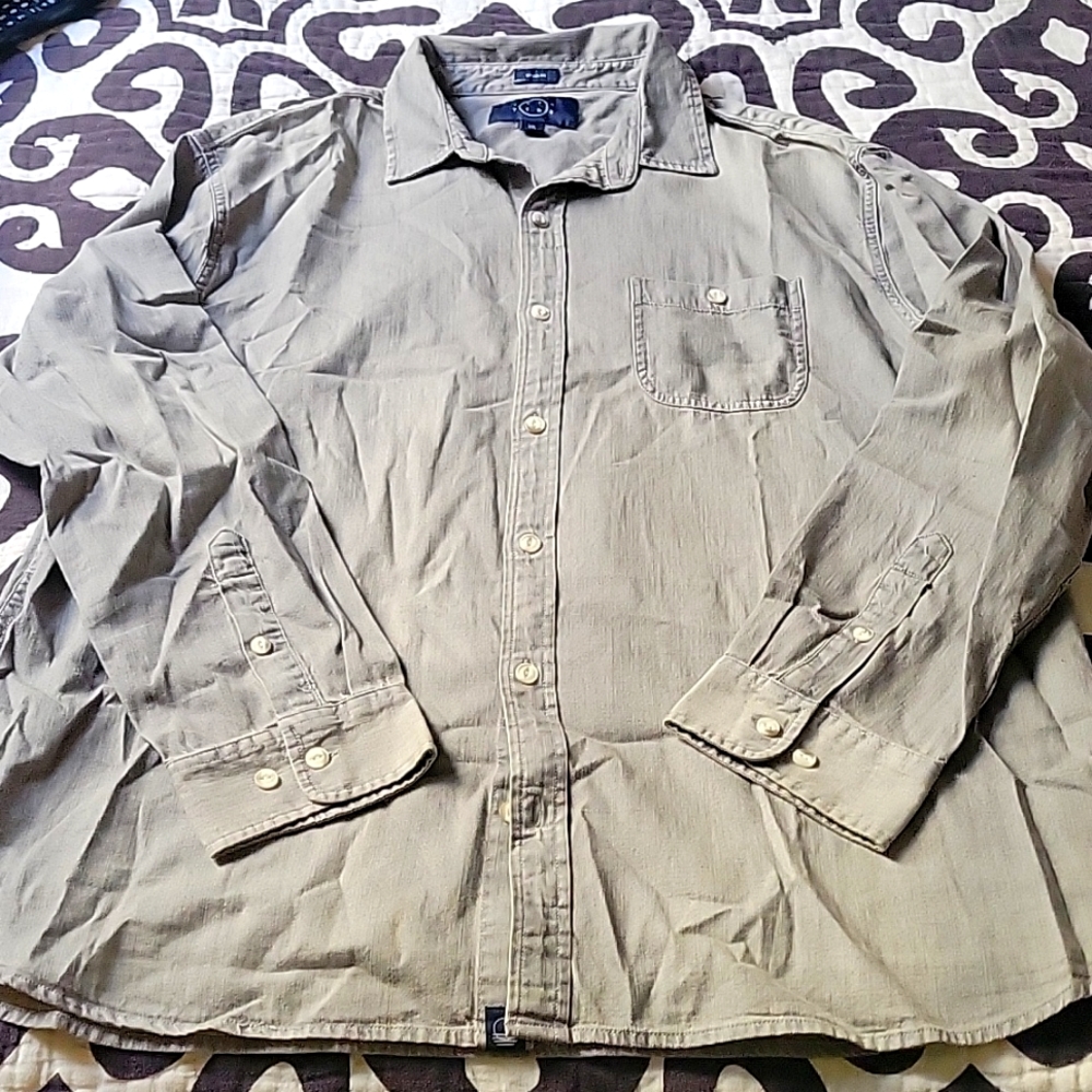Even Tide button down grey denim shirt size XXL